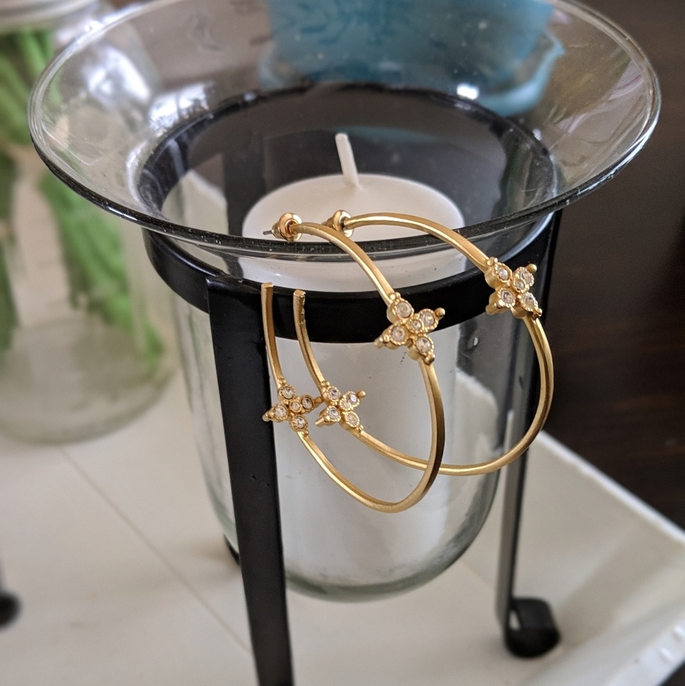 Gold Brush Hoop Earrings - Picture 2 of 6
